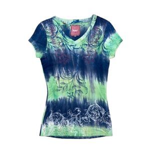 Roar green and blue rhinestone top size M